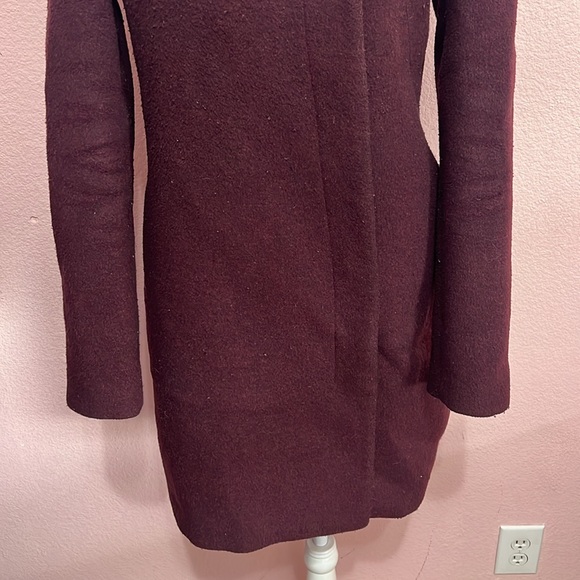 Oak + Fort Burgendy Wool Blend Button Down Winter Coat. Size S - Picture 3 of 10